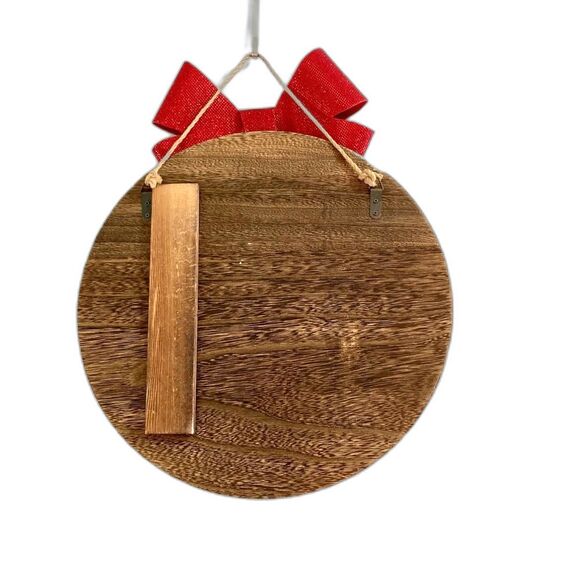 WELCOME TO OUR HOME Round Wood Decor Red Bird Wreath Red Bow Large Hanging 14 in - Picture 5 of 7